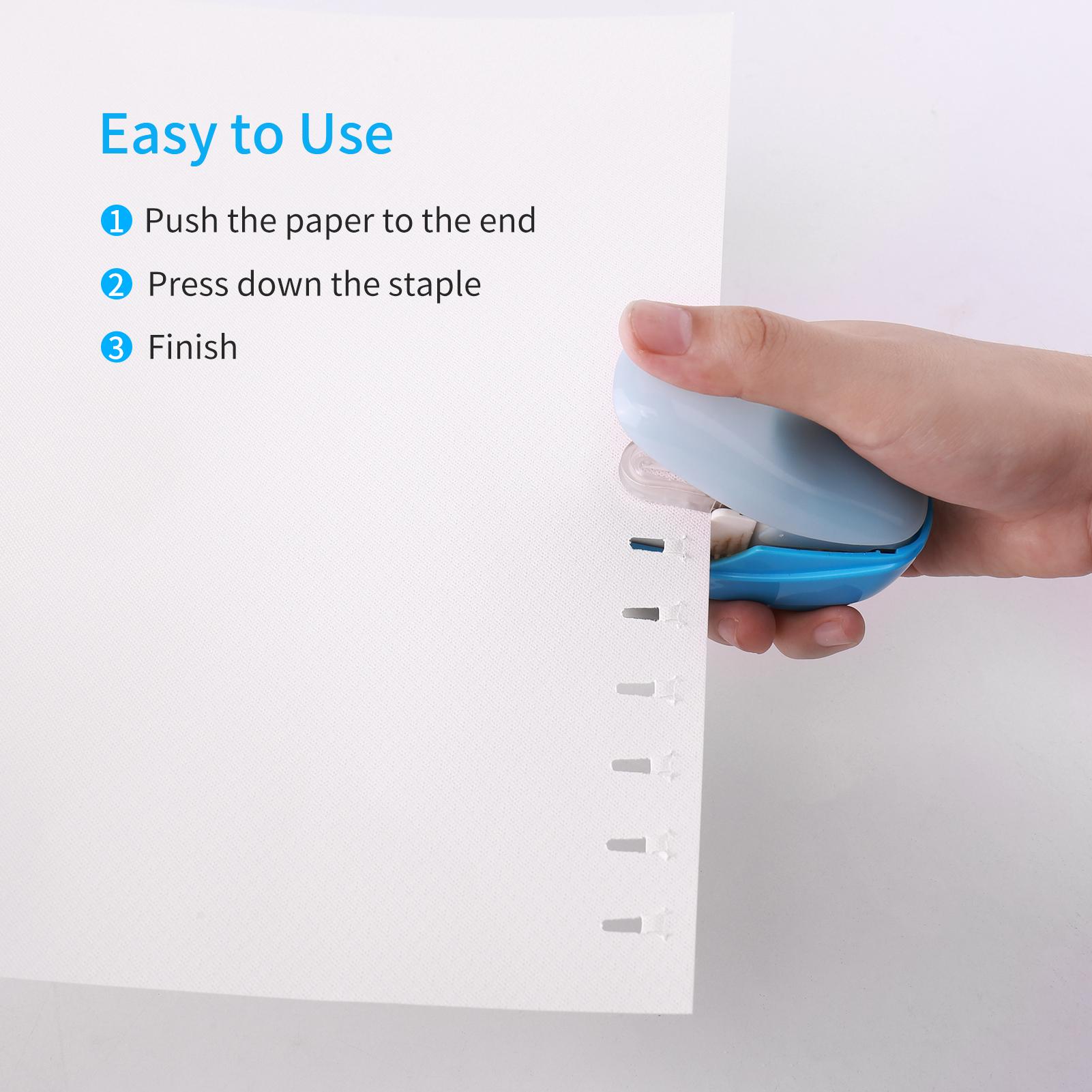 

KW triO Hand held Mini Safe Stapler No Staples Stapleless 4 Sheets Capacity for Paper Binding Shop School Office Home розовый