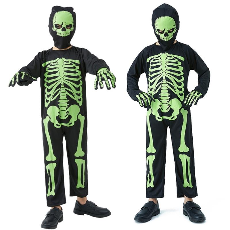 Kids Fancy Dress Up Cosplay Party Bodysuit Role Play Jumpsuit Kids Halloween Costumes Scary Skeleton Costumes for Kids