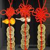 Genuine Copper Five Emperor Coins Feng Shui Hanging Ornament, Handmade Red String Door to Door Evil Protection Home Car