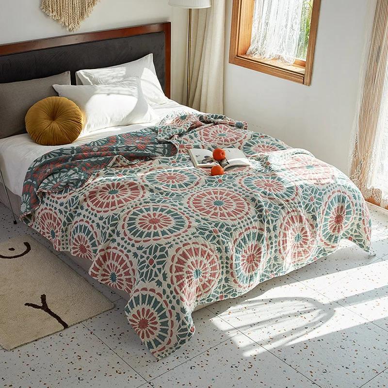 Nordic Cotton Gauze Throw Blanket Single Double Sofa Towel Summer Cool Quilt Couple Adult Bedspread Boho Decor Leisure Blanket