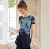 Bailuyu Women's Art Print Slim Fit T-shirt