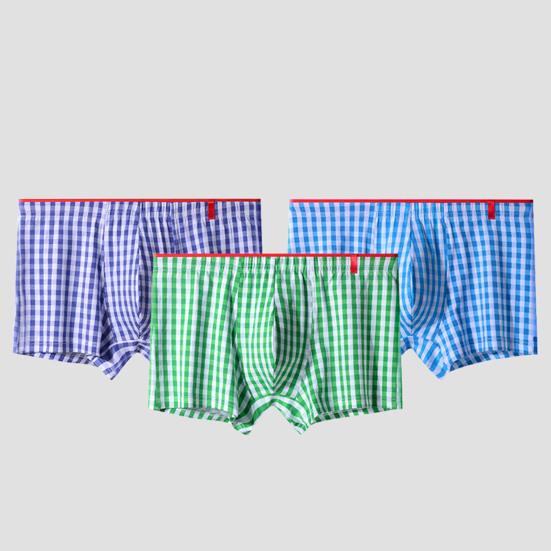 Pánské boxerské spodní prádlo Pružný pás v polovině pasu Kostkované šortky Kalhotky U-konvexní Prodyšné kalhotky Denní nošení