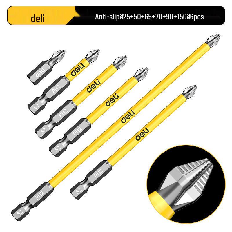 Deli Tungsten Steel Magnetic Anti-slip Phillips Drill Bit Set