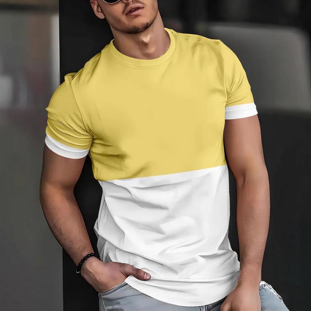 Summer men's simple daily casual loose T-shirt fashionable 3D printed personalized street round neck short sleeved men's clothing