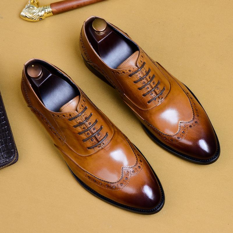 Scarpe Brogue Oxford da Uomo in Vera Pelle Stile Britannico - Spedizione Gratuita