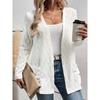 New Spring and Autumn Hollow Out Solid Color Casual Elegant Commuting Knit Long Sleeve Cardigan Jacket for Women