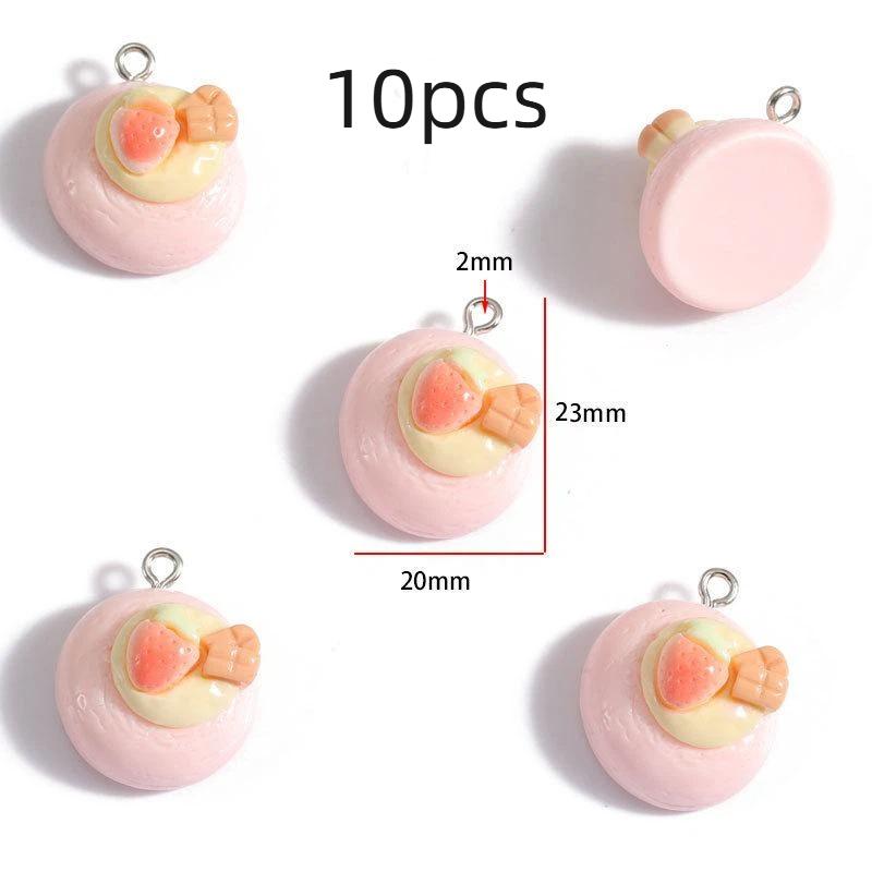10/12Pcs Strawberry Cake Resin Cartoon Charms Diy Keychain Necklace Earrings Jewelry Making Accessories