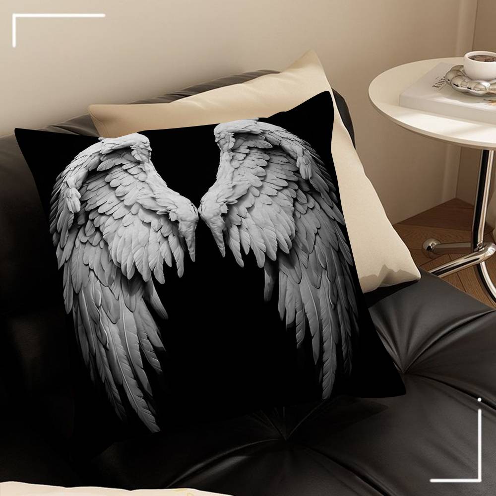 Black White Angel Wings Pillow Gifts Home Office Furnishings Bedroom Sofa Car Cushion Cover Case 45x45cm