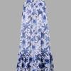 Sexy bikini one-piece swimsuit chiffon skirt round skirt shoulder V-neck swimsuit beach gathering conservative belly cover