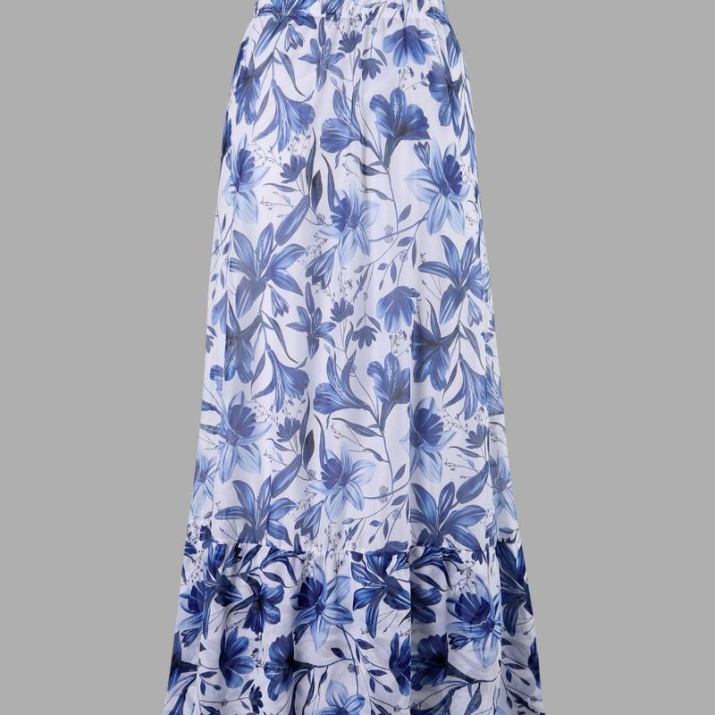 Sexy bikini one-piece swimsuit chiffon skirt round skirt shoulder V-neck swimsuit beach gathering conservative belly cover