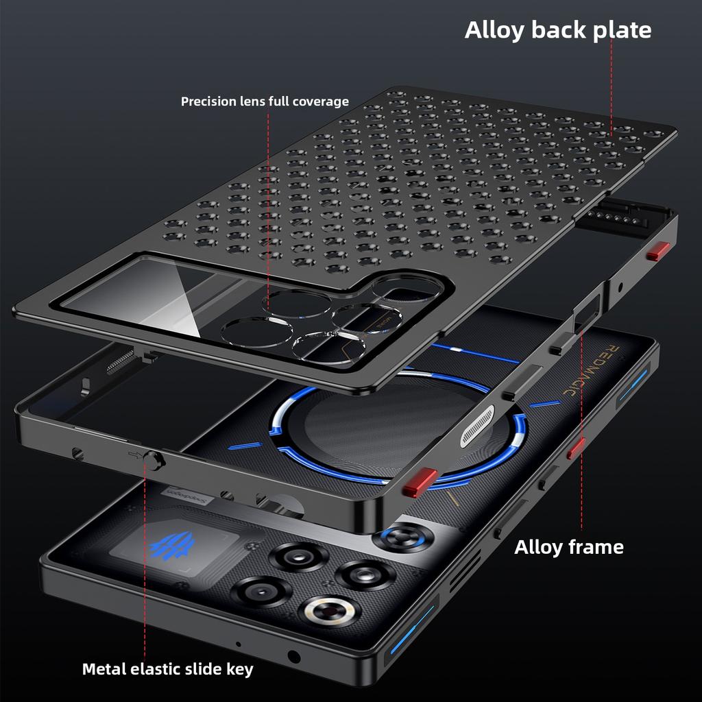 For Red Magic 11 Pro/11S Pro+ Metal Phone Case with Heat Dissipation & Anti-Fall Protection With Shoulder Button Version