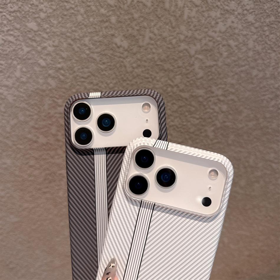 For iPhone 17 Air 14 15 11 12 13 16 Pro Max Plus Carbon Fiber Kevlar Texture Hard Plastic Case Shockproof Protective Cover Fundas