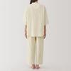 MUJI Seamless Thin Gauze Sleeve Light Yellow Size FD1L7A5S Women's 3/4 Pajamas, Stripe, XS,
