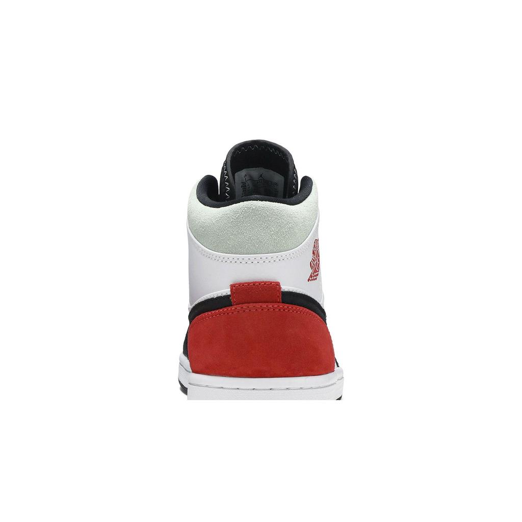 Air Jordan 1 Mid SE 'Red Black Toe' (Unisex) White / Black / Light Smoke Grey / Gym Red Vintage Basketball Shoes 852542 100