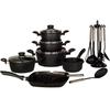 Karl Kruger Pot Set, Cast Aluminum, Black, 17 Pieces (17S)