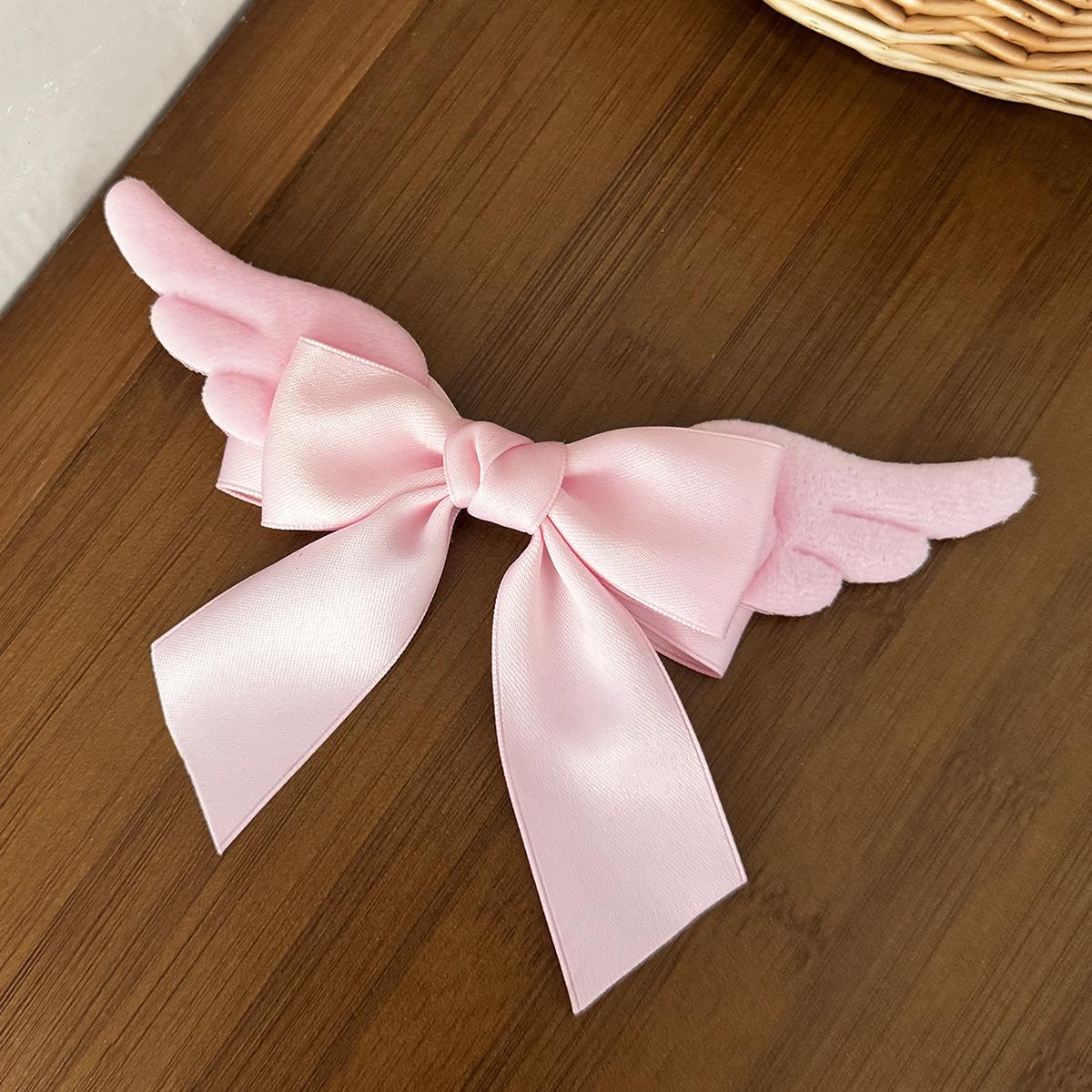 

Cute Angel Wings Hair Clips for Children Large Bowknot Metal Duckbill Clip Girl s Hair Accessories рожевий