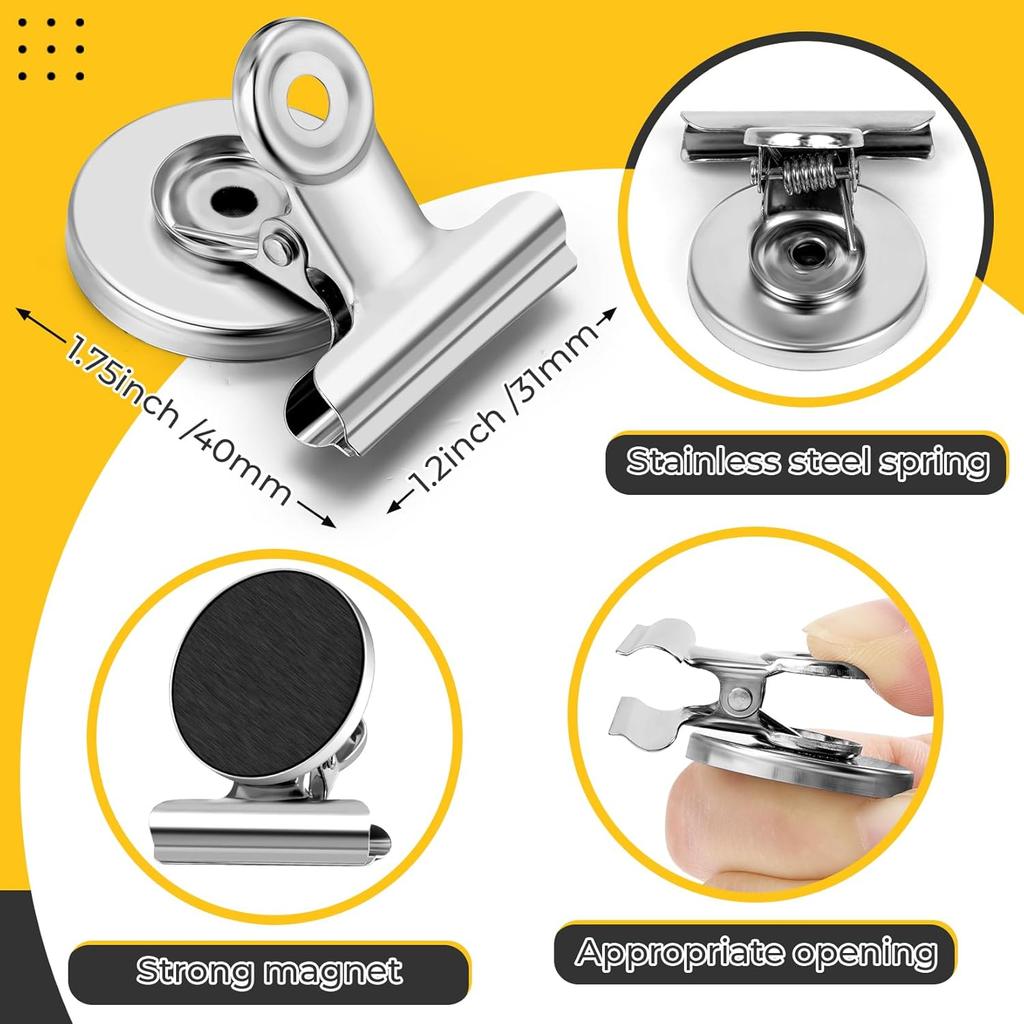 20 Pack Fridge Magnet Refrigerator Magnets, Strong Magnetic Clips, Heavy Duty Clip Magnets for Photo Displays, Whiteboard Magnets for Home, Office,
