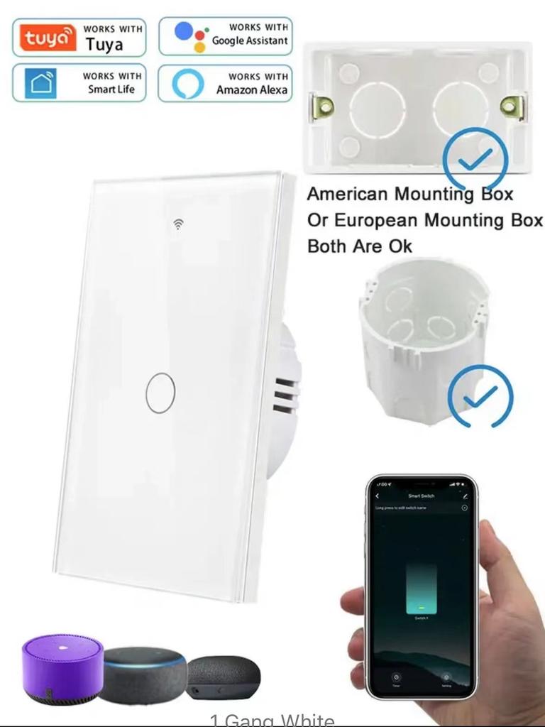 120 US standard WiFi switch, single fire and zero fire universal, graffiti smart APP mobile phone control light switch