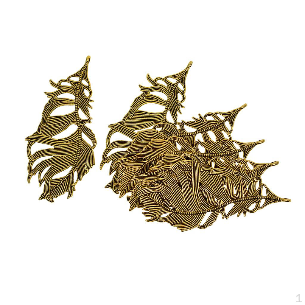 

6 шт. золотые большие перья подвески-подвески для ювелирных изделий DIY