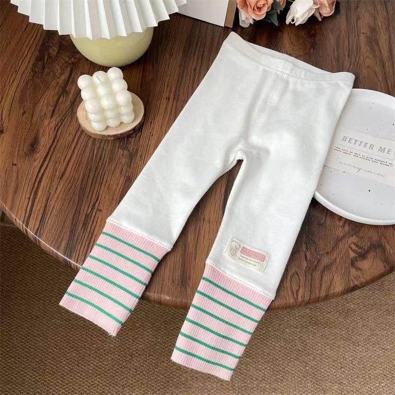 

Леггинсы для девочек в рубчик, пэчворк, однотонные - Универсальная облегающая модель для весны и осени 80 cm белый