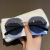 Geometric Oversized Sunglasses Octagonal Rimless Gradient Lens UV Protection Lightweight Frame for Outdoor Activities Women Men