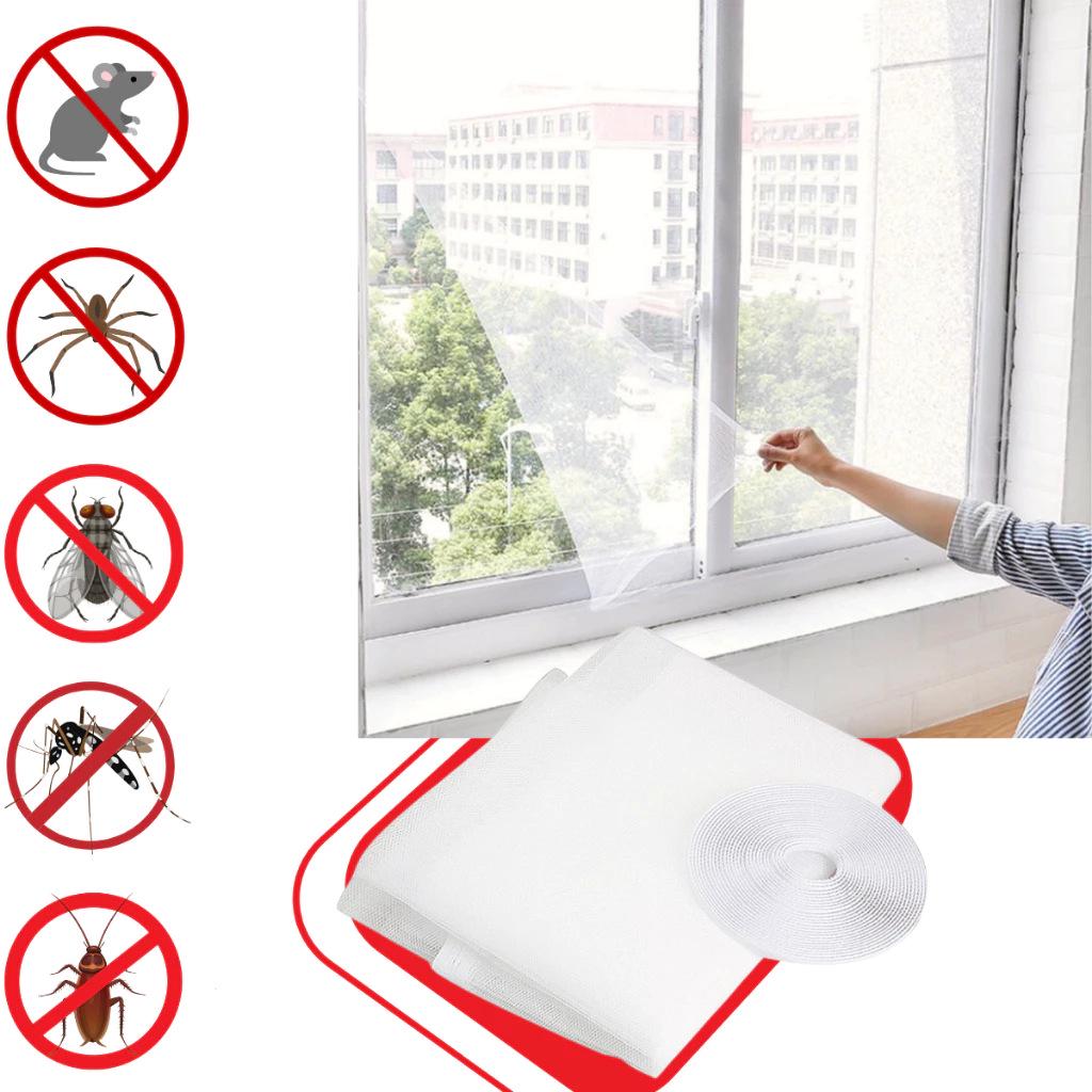 Polyester Invisible Mosquito & Insect Screen Mesh with No-Punch Magic Sticker for Windows - Summer Protection