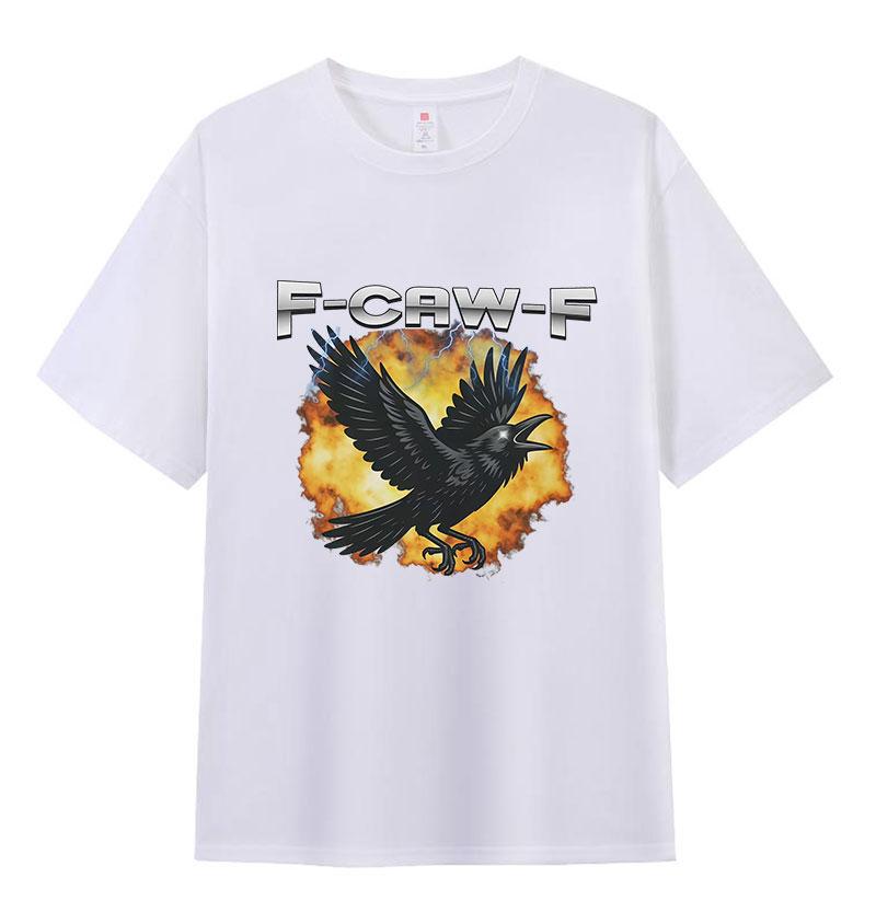 F-Caw-F Crow Bird Ironic Sarcastic Animal Funny T-shirt Men Women Vintage Oversized Clothing T-shirts Fashion O-Neck Cotton Tees