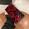 Red Rose Pattern with Dew Drops Case for Samsung Galaxy S25 S24 Ultra S23 S22 S21 S20 FE Plus Soft TPU Slim Fit Shockproof Cover