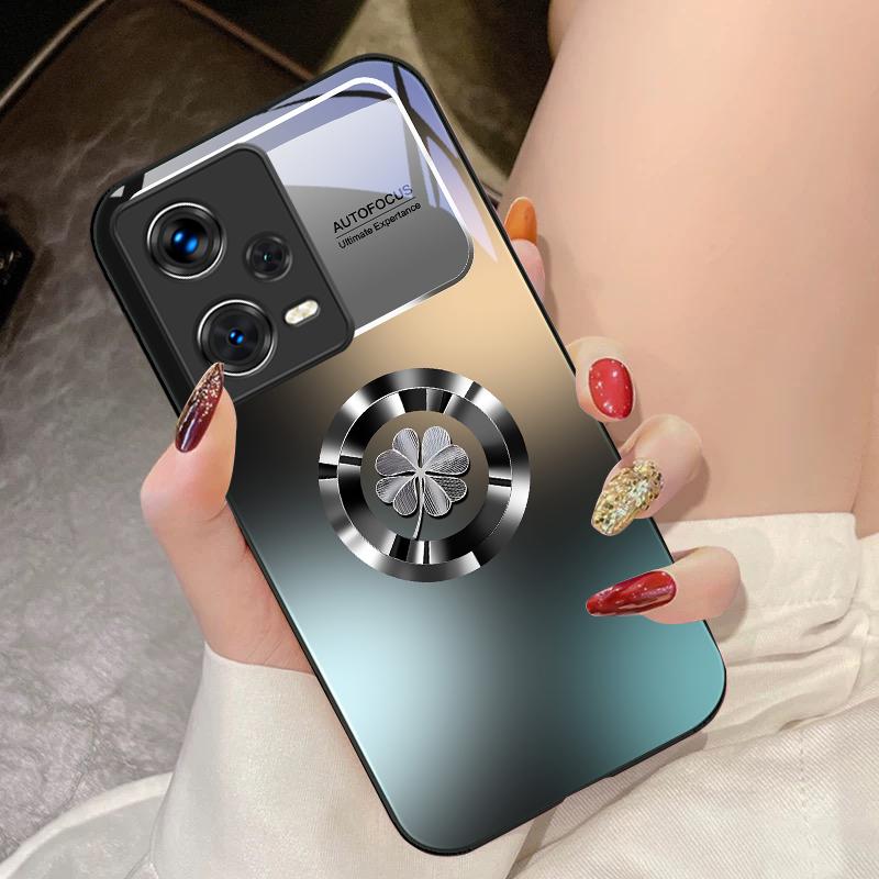 Gradient Flowers For Xiaomi 14 Ultra 13 Lite Redmi Note 13 11 Pro 12 Plus Poco X6 3 Pro F4 6 GT Tempered Glass Phone Case