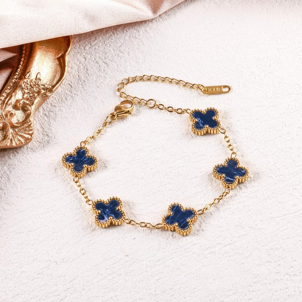 High-quality 13mm Four-leaf Clover Shell Bracelet Colorfast Plating Women's Bangle