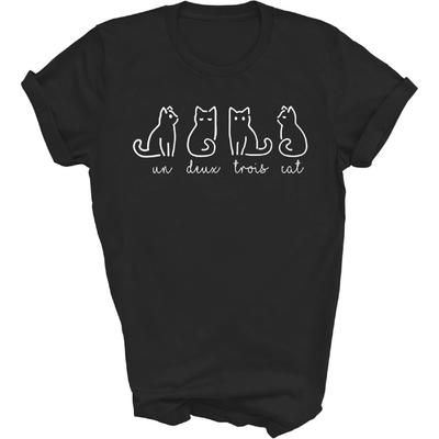 Cute Abstract Un Deux Trois Cat French Cat Mom Dad Unisex Shirt Gift Women Men