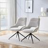 [Set of 2] 360 degrees Swivel Dining Chair in Beige-Grey Fabric: Black Lacquered Metal Frame, Four Legs, Breathable Textured, for Modern Dining Areas.
