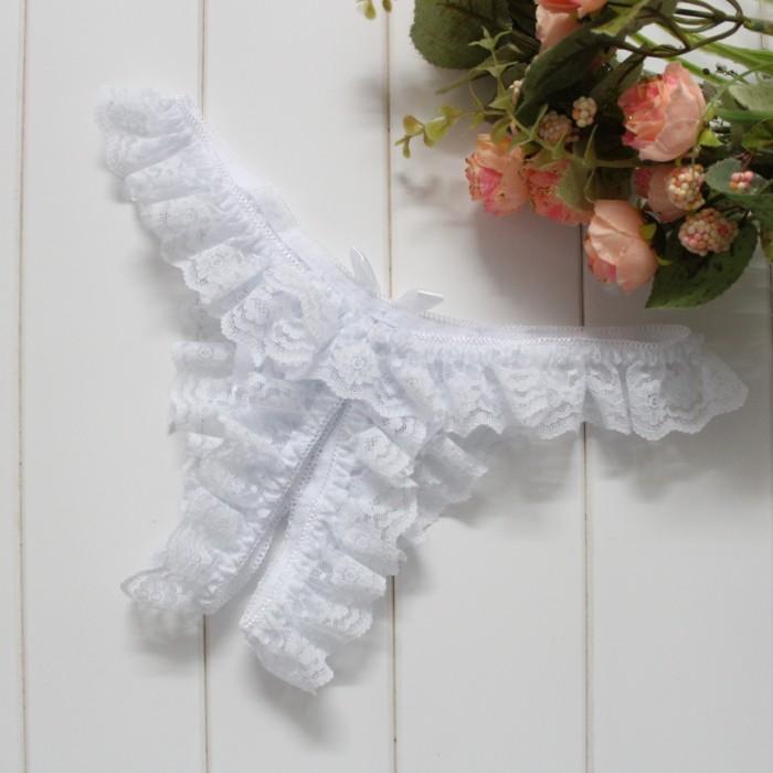 Lace Solid Crotchless Lingeries for Woman Sexy See Through Pink Girl's Briefs Tempting Bikini Underwear Ropa Interior Sexi