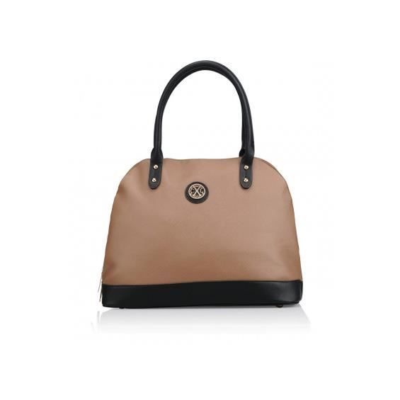 Sac bowling - Christian Lacroix - Eternity 12 - Imitation cuir texturé - Taupe/Noir - Femme