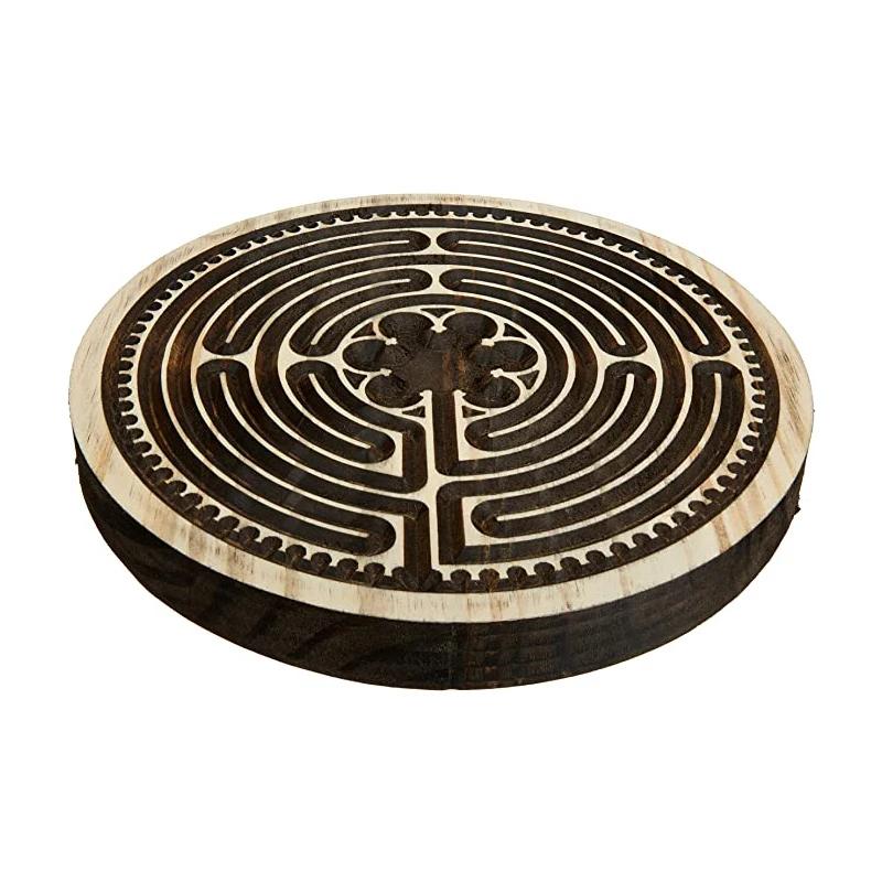 8  Dia Rustic wood Finger Labyrinth for Meditation and Prayer Chartres Finger Labyrinth for Mindfulness and Meditation 10-11cm