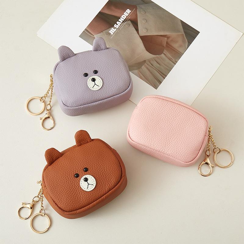 Cute coin change bag female mini cartoon small wallet earphone storage bag bear large capacity