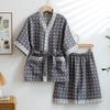 Cotton Double-layer Yarn Jacquard Sweat Steam Clothes Hotel Bathrobe Physiotherapy Clothes with Shorts Pajamas for Women