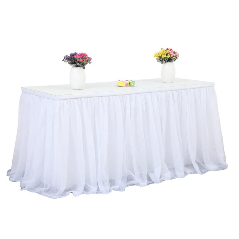 Tulle Table Skirt, 3-layer Table Cloth with Chiffon Lining, Wedding Table Decoration Tableware for