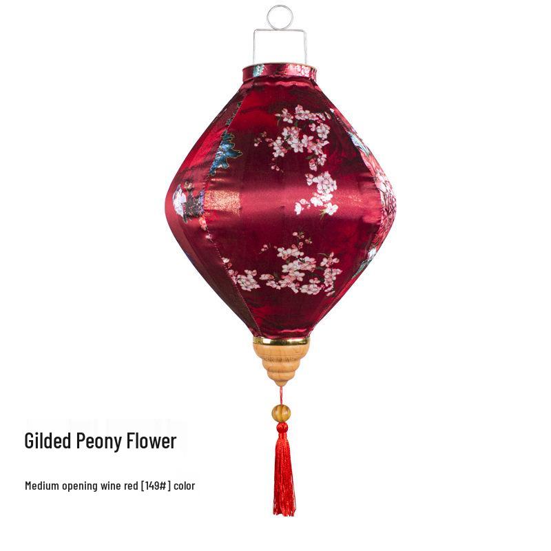 Gold-Edged Peony Palace Lantern - Chinese Style for New Year, Spring Festival, Weddings, Outdoor, or Housewarming Decor