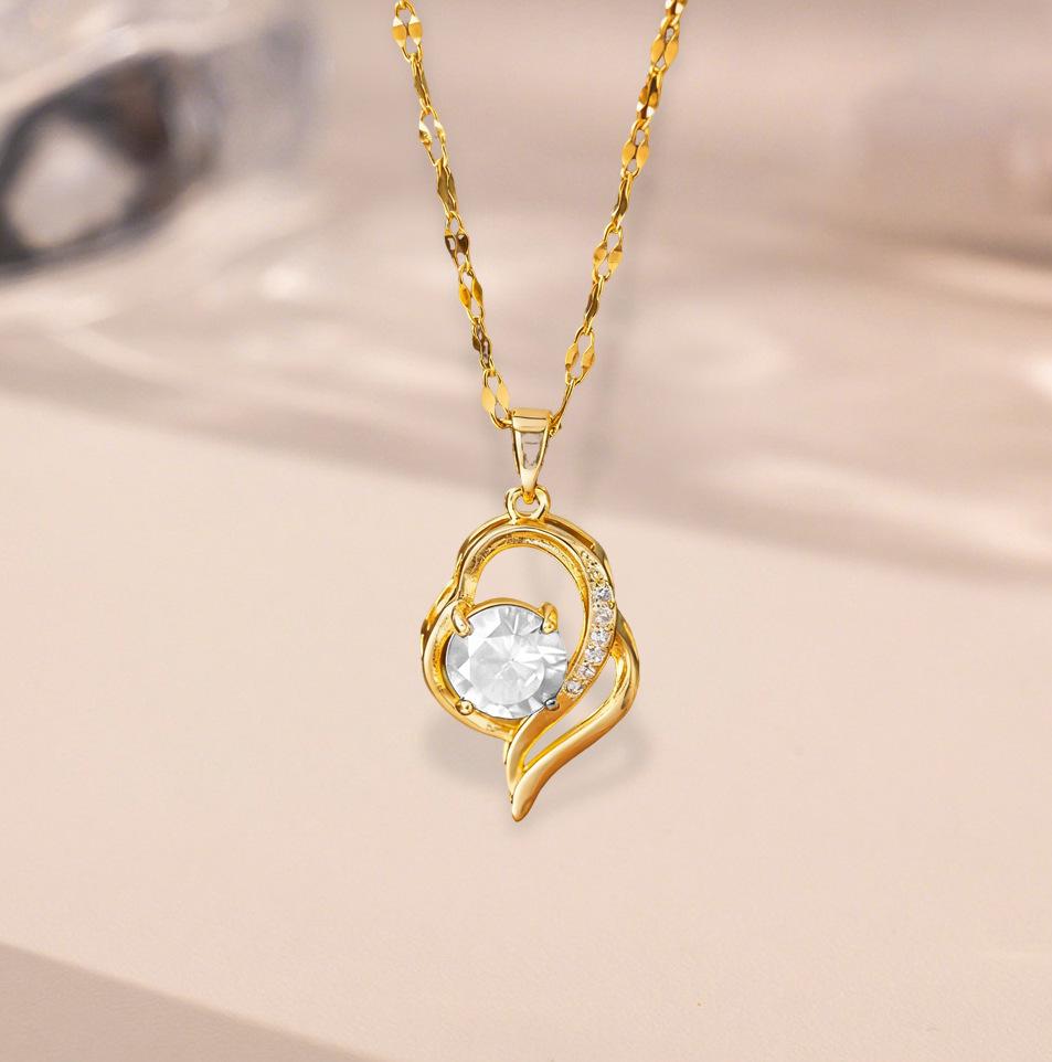 Невыцветающая золотая (18 карат) колье-цепочка на ключицу в форме сердца – Простой шик, роскошный стиль