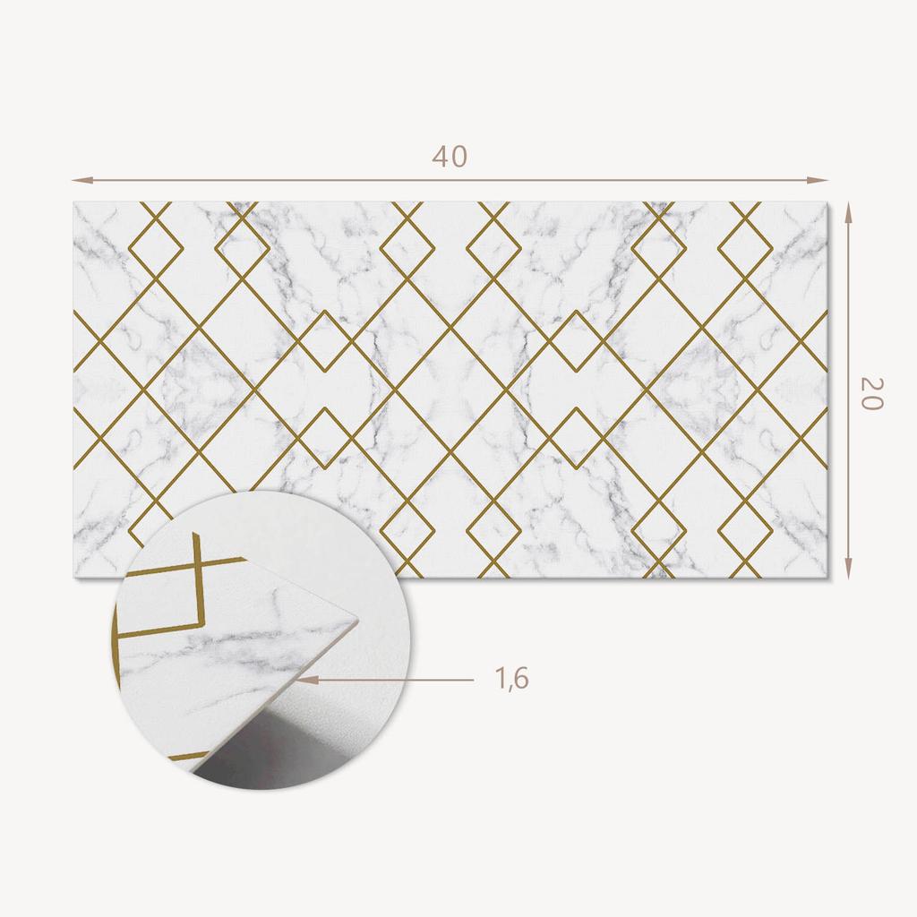 Winylowe Kafelki Ścienne Z Nadrukiem Do Jadalni Geometryczne Wzory Na Tle 10X40X20 Cm