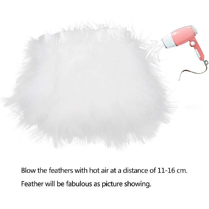 AWAYTR Turkey Marabou Hackle Fluffy Feather Fringe Trim Craft 6-8 Inches Width Pack of 2 Yards (Black)