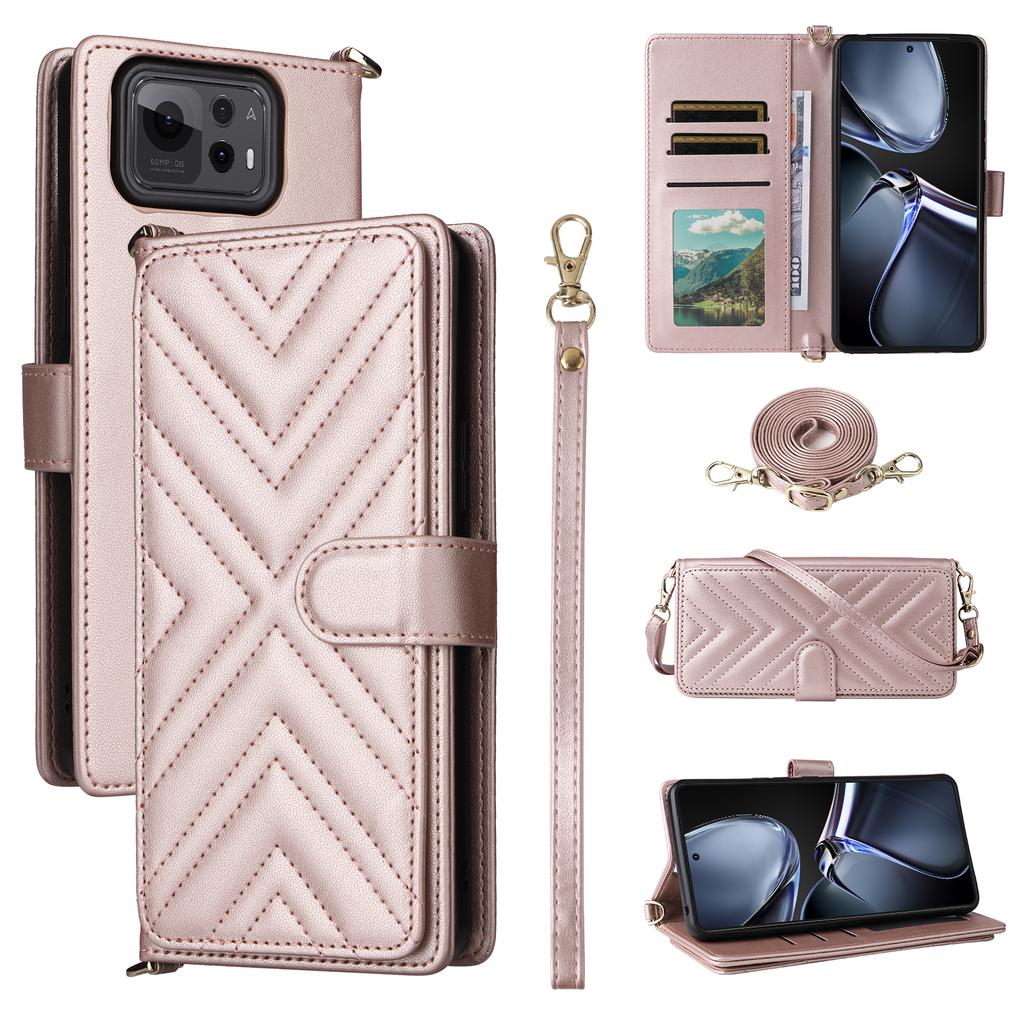 Etui Portfelowe na Asus Zenfone 12 Ultra 5G z Paskiem na Ramię/Nadgarstek Skórzane Etui na Telefon z Podstawką