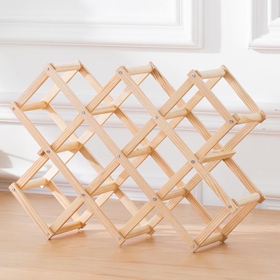 

Wine Rack Wood Wine Storage Racks Countertop 10 Bottles Foldable Free Standing Wooden Wine Rack Storage Wine Rack for Kitchen