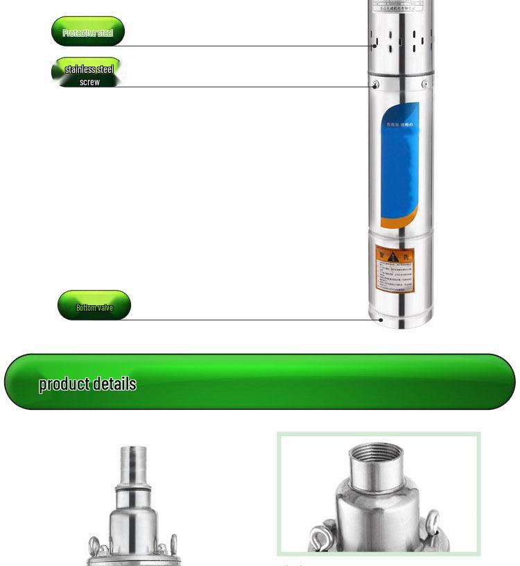 Mabang Stainless Steel Submersible Well Pump, Single-Phase, 220V, High-Head Water Pump for Household Use