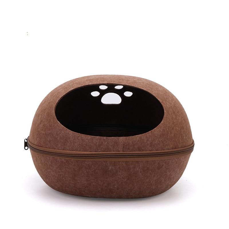 

Cat Bed Detachable Natural felt Cat Bed Breathable Cat Cave Dark Gray Cat Bed House With Cushion for Pets Cats Pet Accessories 50X38X22cm коричневий