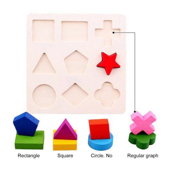 Wooden Shape Puzzle Board Geometric Shape Color Puzzle Matching Board Toddlers Fine Motor Skills Portable Travel Preschool
