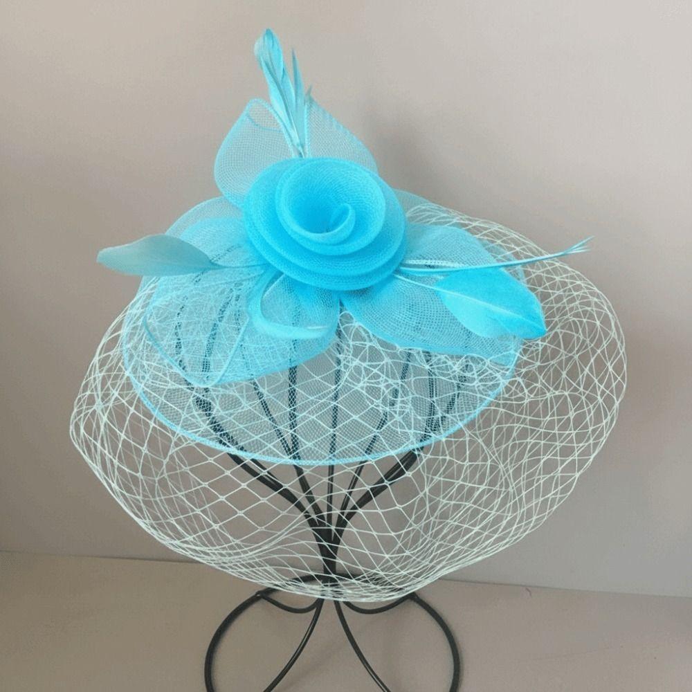 Bride Headdress Vintage Style Fascinator Hat Feather Mesh Sweet Bow Veil Hat Exquisite Elegant Fancy Flower Headband Tea Party