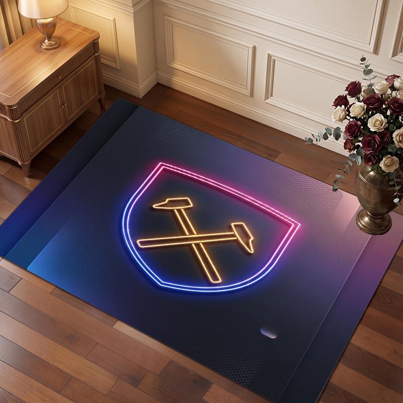 Tappeto in Velluto di Cristallo con Stampa del West Ham United Football, Comodo Assorbente d'Acqua Antiscivolo Tappeto per Pavimenti Interni