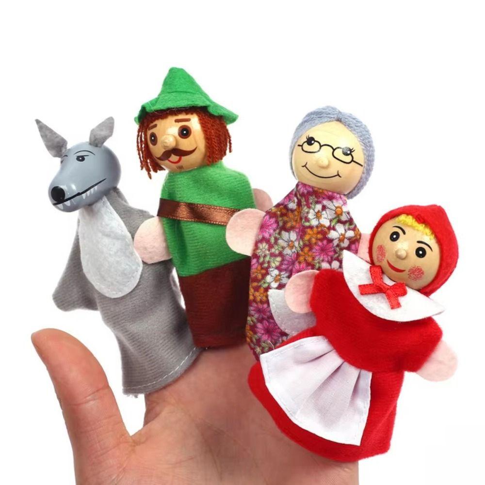 Mini Hand  Finger Puppets Cartoon Animal Animal Puppets Plush Dolls for 3 Pcs/4Pcs Educational Toys